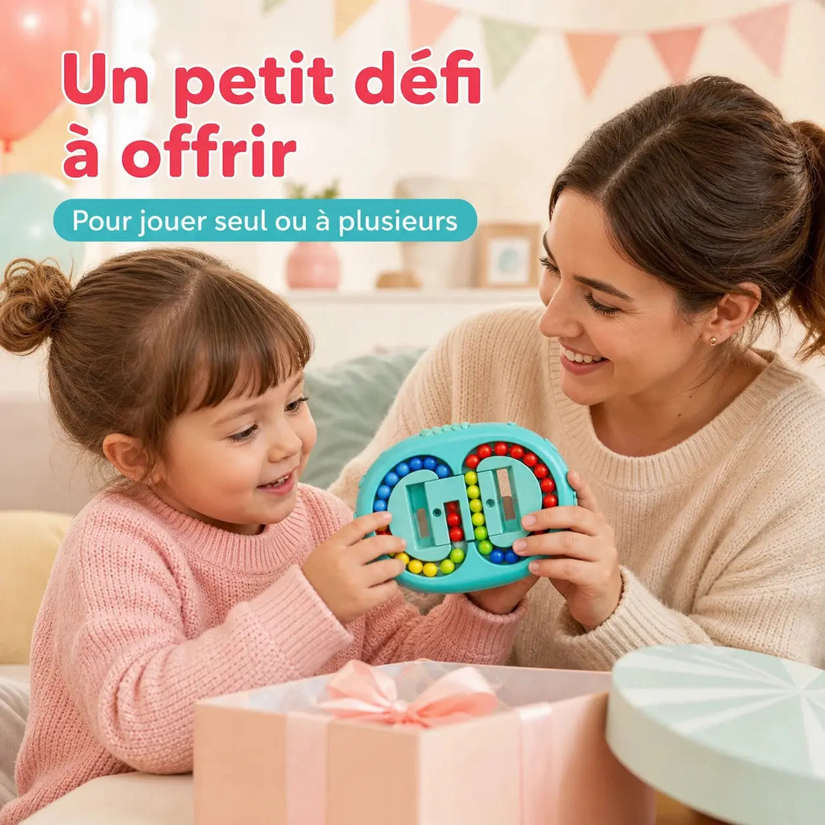 Casse-Tête de Poche à Billes 4 Couleurs – Jeu de Logique Double Face pour Enfant