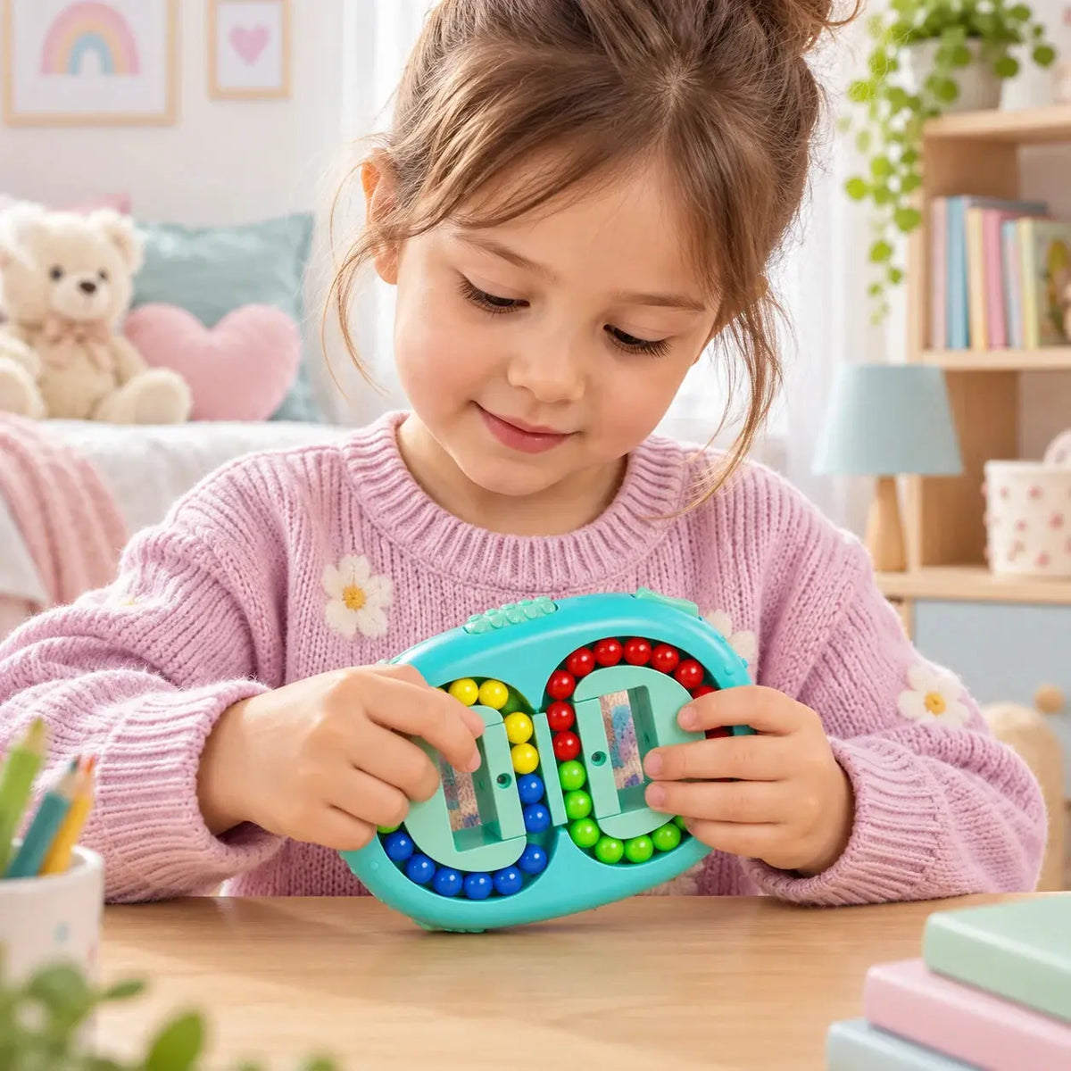 Casse-Tête de Poche à Billes 4 Couleurs – Jeu de Logique Double Face pour Enfant