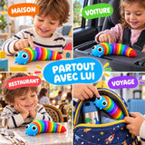 Chenille Sensorielle Arc-en-Ciel - Jouet Anti-Stress Articulé pour Enfant