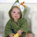 Peignoir à capuche Critter Comfort en coton biologique (serviette éponge sans produits chimiques)