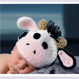 Ensemble de photographie nouveau-né CuddlyCow tricoté à la main (tenue au crochet en coton biologique)