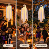 Déco Halloween Extérieur – Fantôme Suspendu Lumineux sur Balançoire