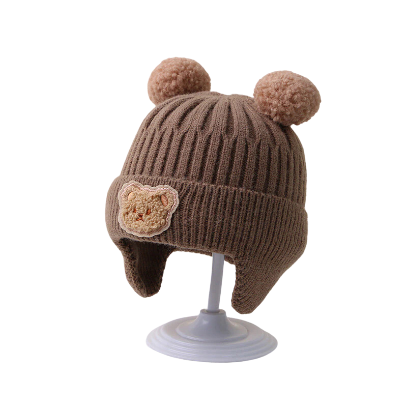 Bonnet Bébé Hiver en Maille Ourson
