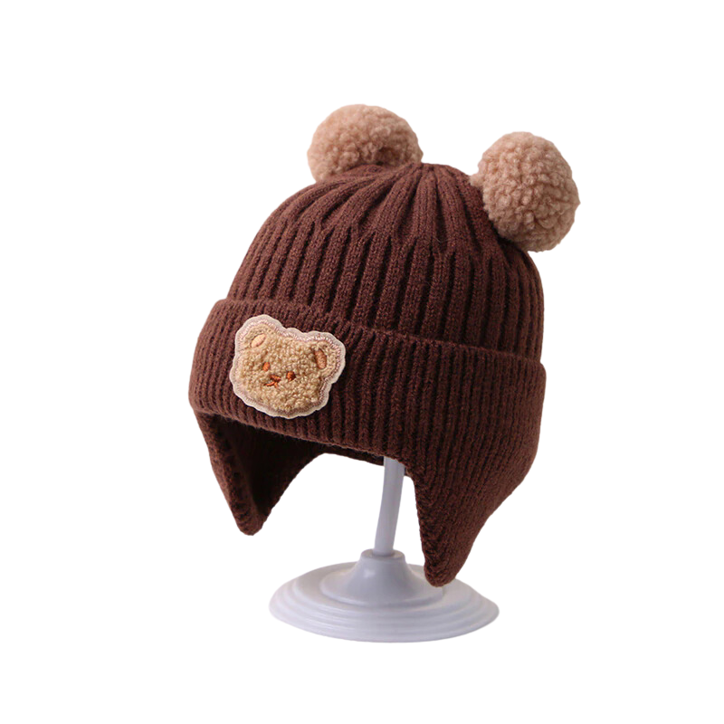 Bonnet Bébé Hiver en Maille Ourson
