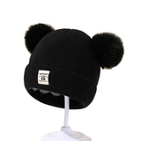 Bonnet Bébé Hiver avec Double Pompons