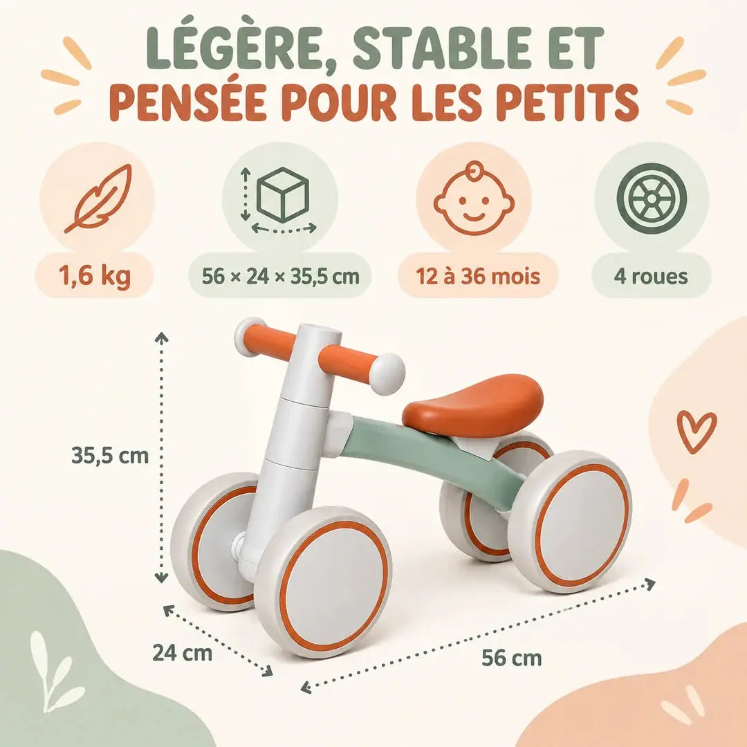 Draisienne Bébé 4 Roues Montessori