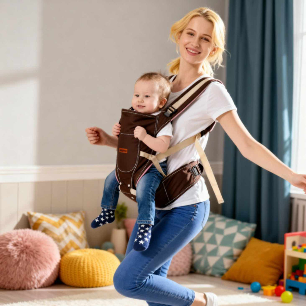 Porte-bébé ergonomique EmbraceMates avec siège de hanche (Position M Kangourou et soutien du dos)