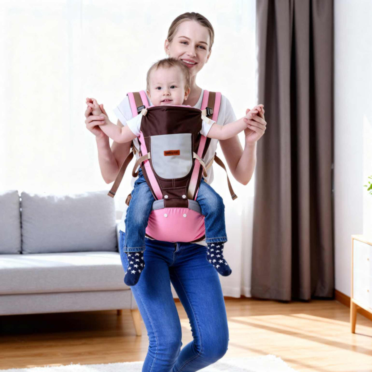 Porte-bébé ergonomique EmbraceMates avec siège de hanche (Position M Kangourou et soutien du dos)