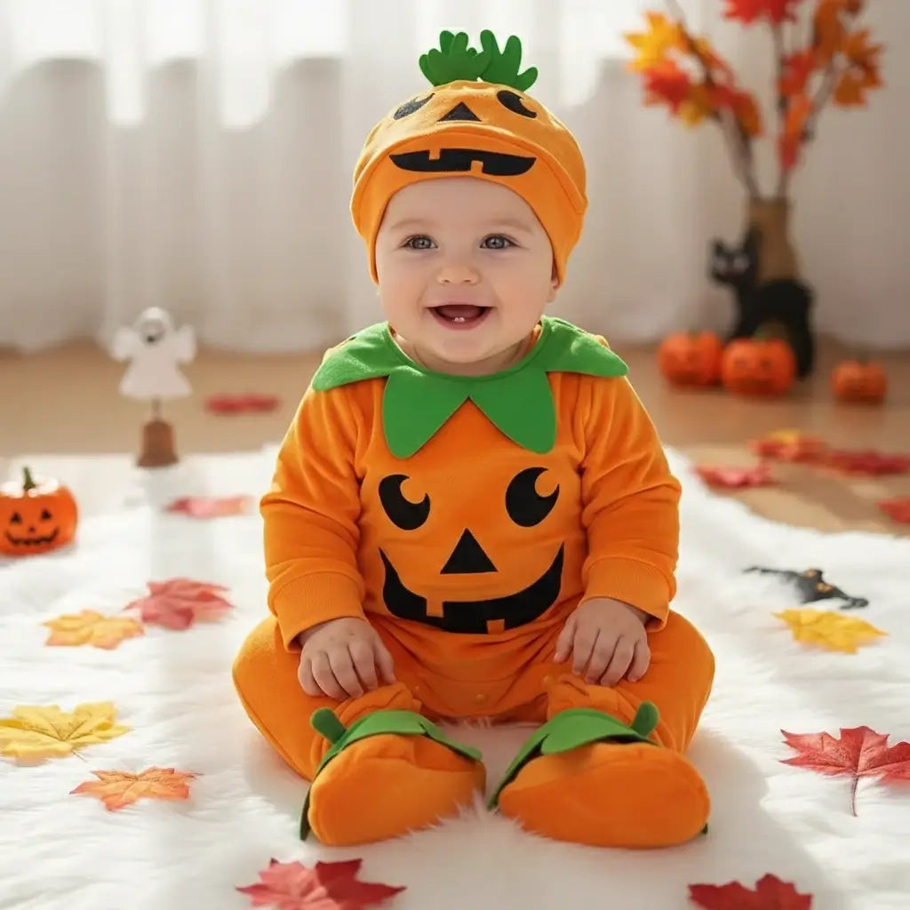 Ensemble de Déguisement d'Halloween Citrouille pour Bébé