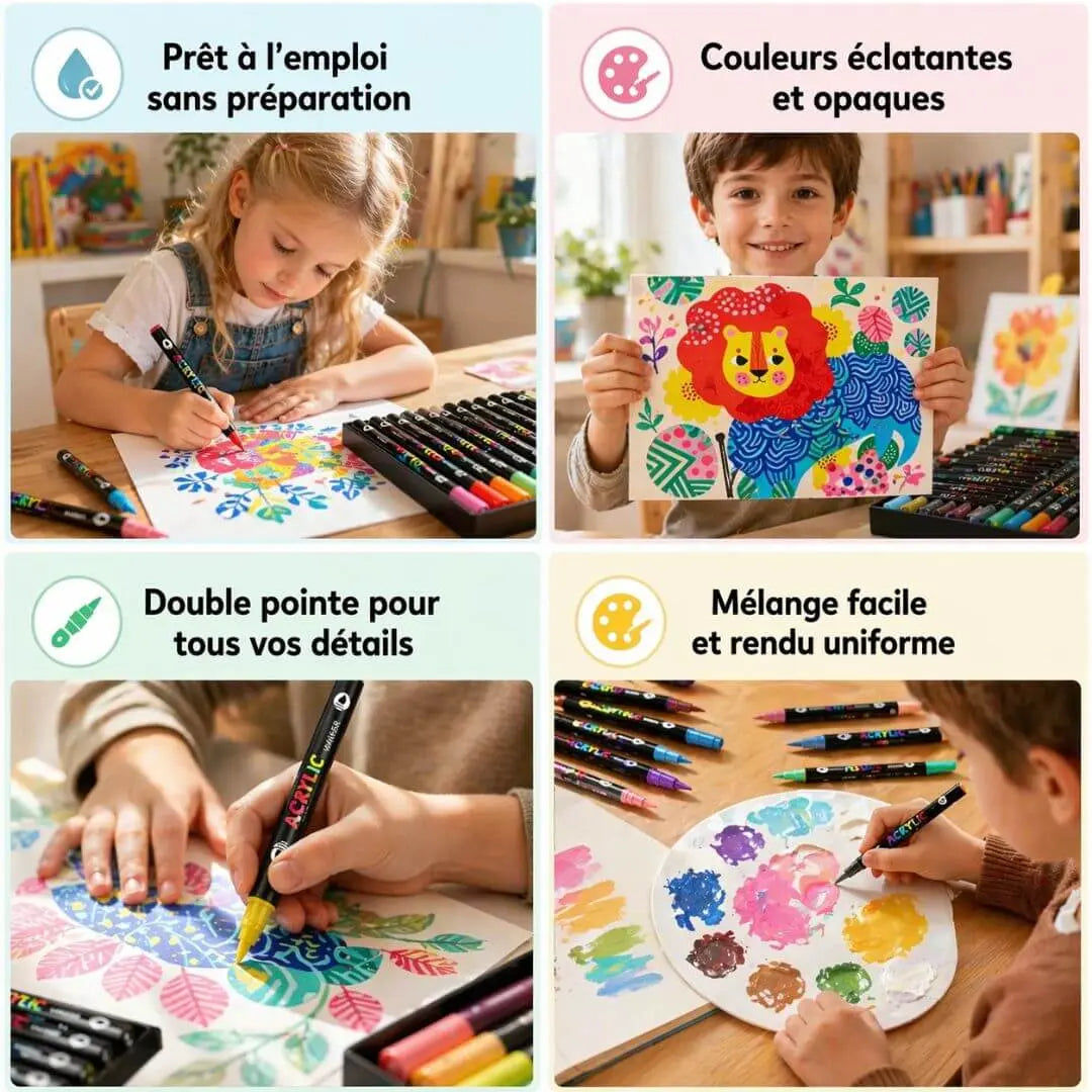 Feutres Acryliques – 48 à 168 Couleurs – Prêt à l'emploi