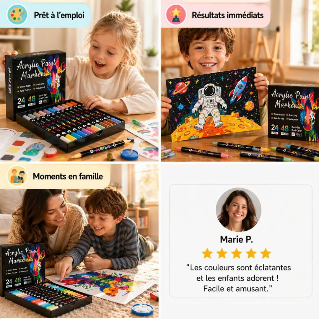 Feutres Acryliques – 48 à 168 Couleurs – Prêt à l'emploi