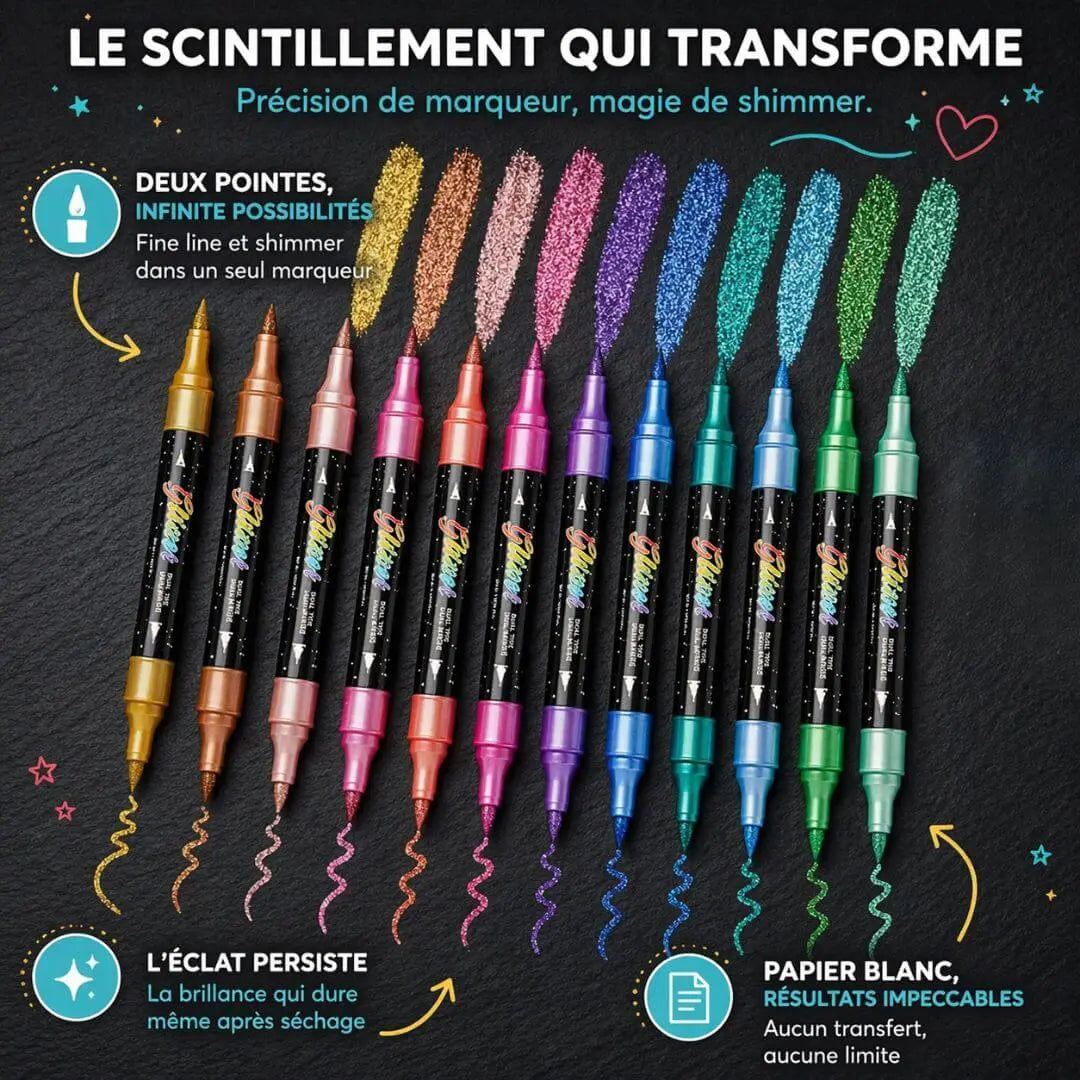 Feutres Shimmer Pailletés – Effet Scintillant