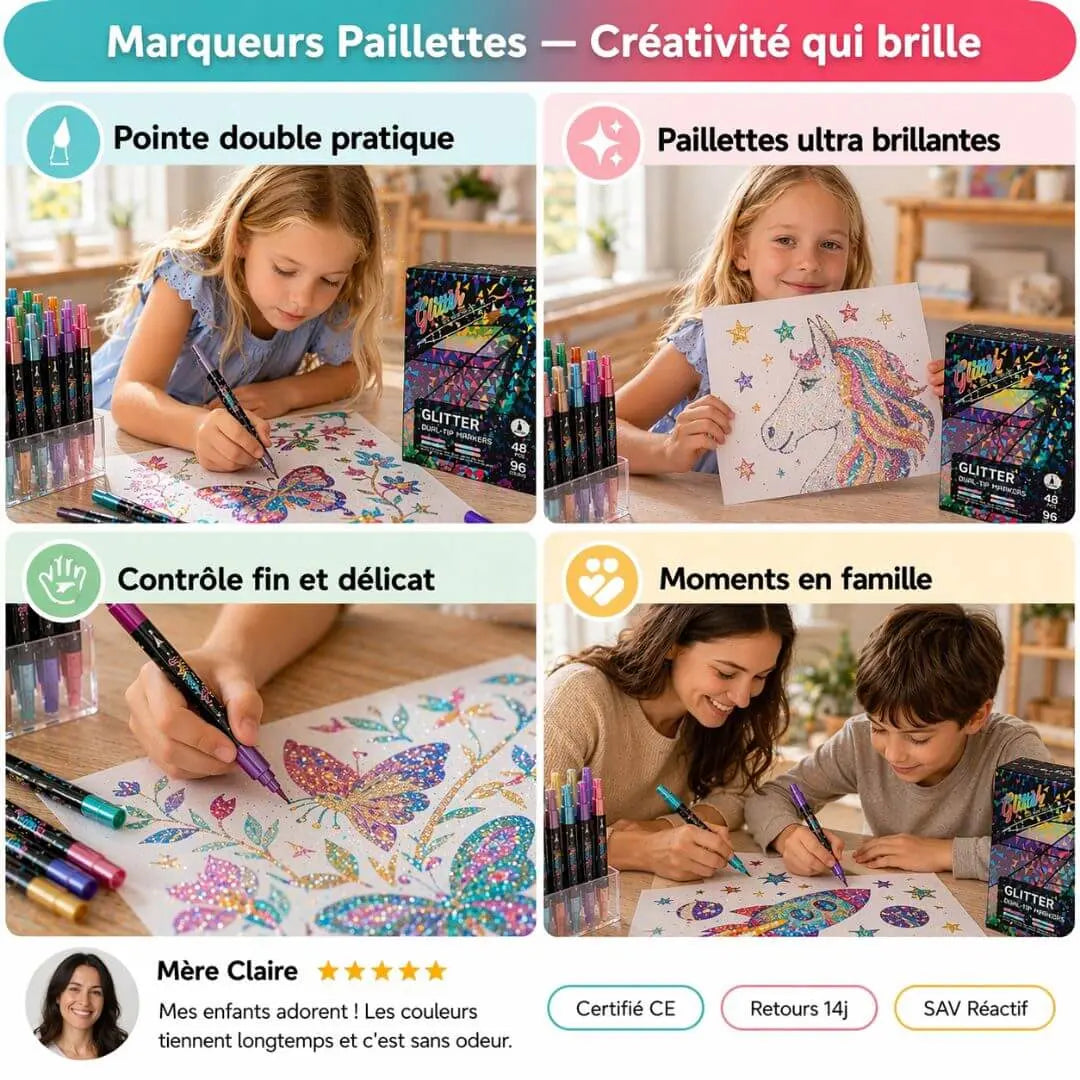 Feutres Shimmer Pailletés – Effet Scintillant