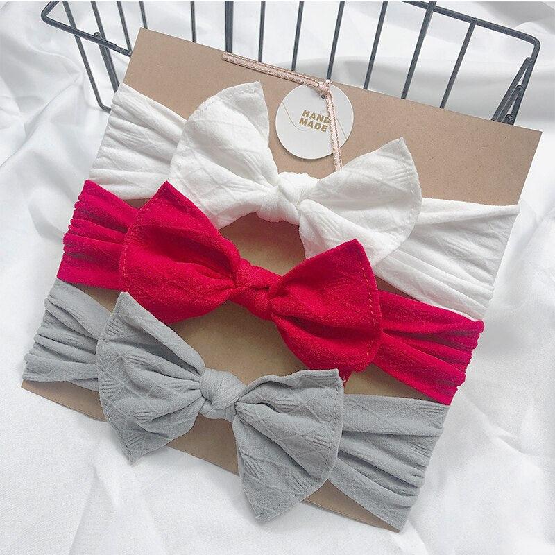 Bandeau fille blanc rouge gris (lot de 3)