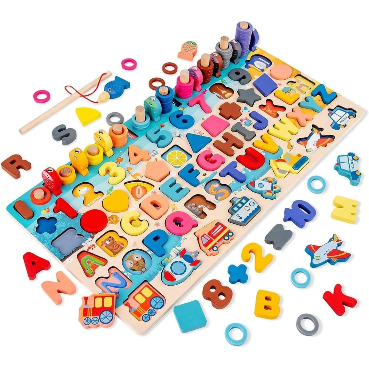 Puzzle Alphabet Chiffres et Formes en Bois