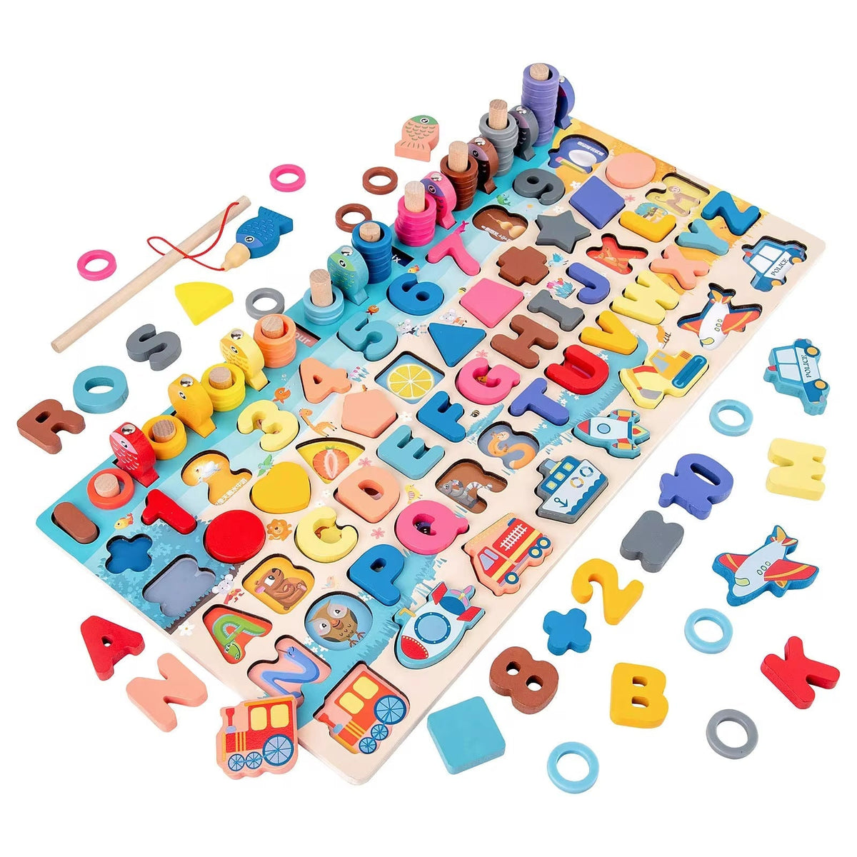 Puzzle Alphabet Chiffres et Formes en Bois