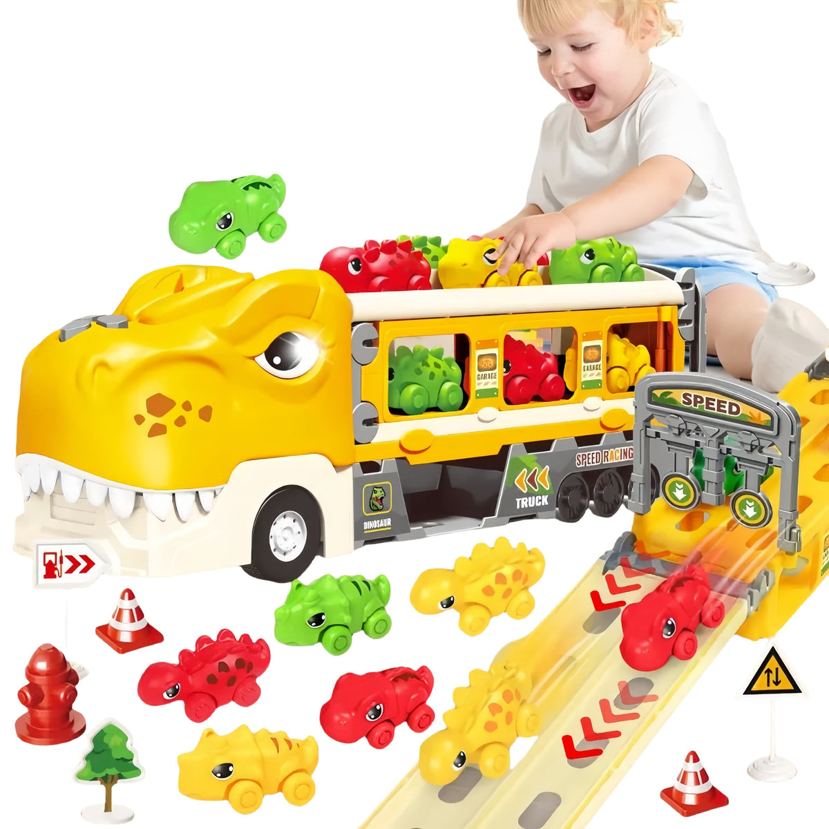 Camion Dinosaure avec Voitures