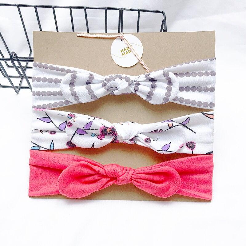 Bandeau fille 3 motifs blanc et rose (lot de 3)
