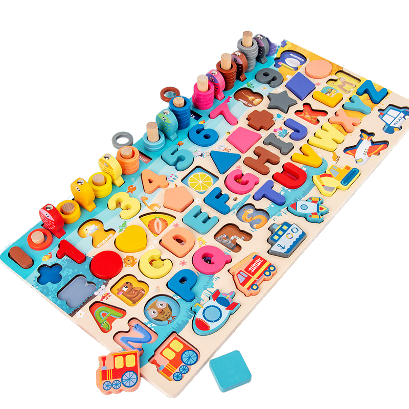 Puzzle Alphabet Chiffres et Formes en Bois