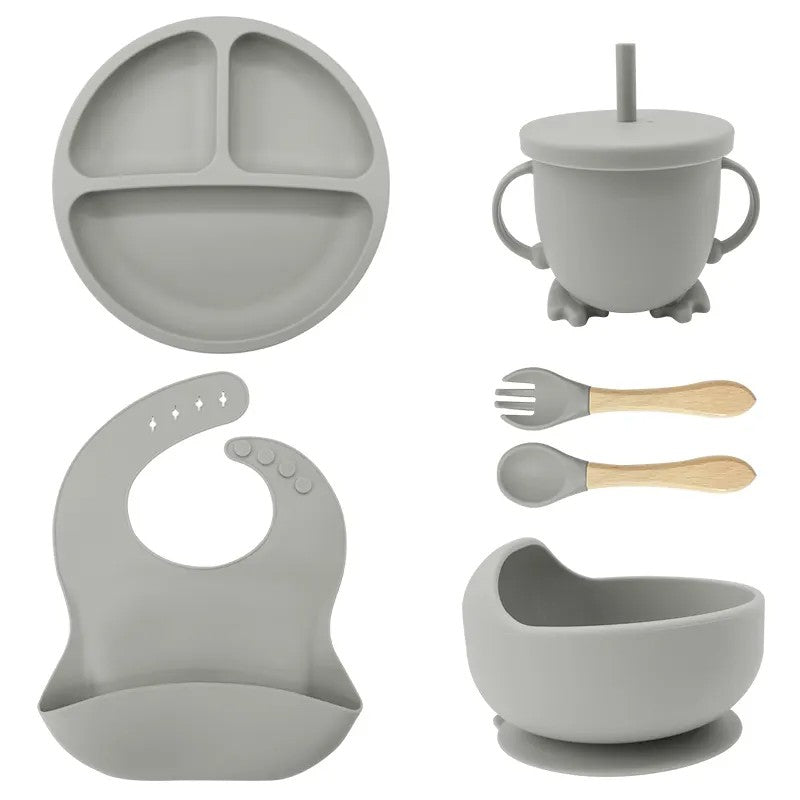 Vaisselle Silicone Bébé avec Ventouse 6 Pièces