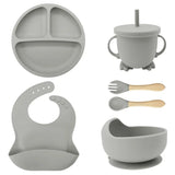 Vaisselle Silicone Bébé avec Ventouse 6 Pièces