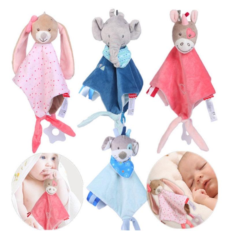 Doudou avec animaux en peluche pour bébé