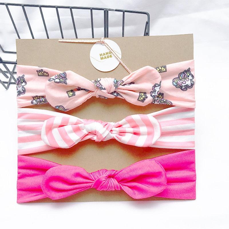 Bandeau fille couleurs rose (lot de 3)