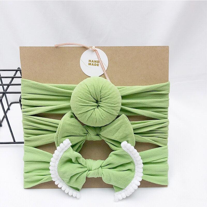 Bandeau fille couleur vert (lot de 3)