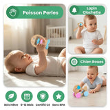 Hochets Montessori Bébé Bois & Silicone – Kit Éveil