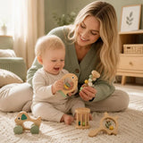 Hochets Montessori Bébé Bois & Silicone – Kit Éveil