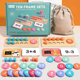 Jeu Arithmétique en Bois Montessori - Ten Frame Sets