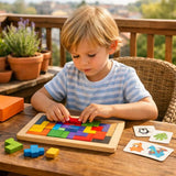 Jeu Bois Tetris Montessori – 40 Pièces Colorées | Dès 3 ans