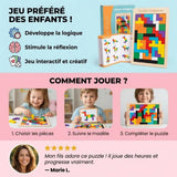 Jeu Bois Tetris Montessori – 40 Pièces Colorées | Dès 3 ans