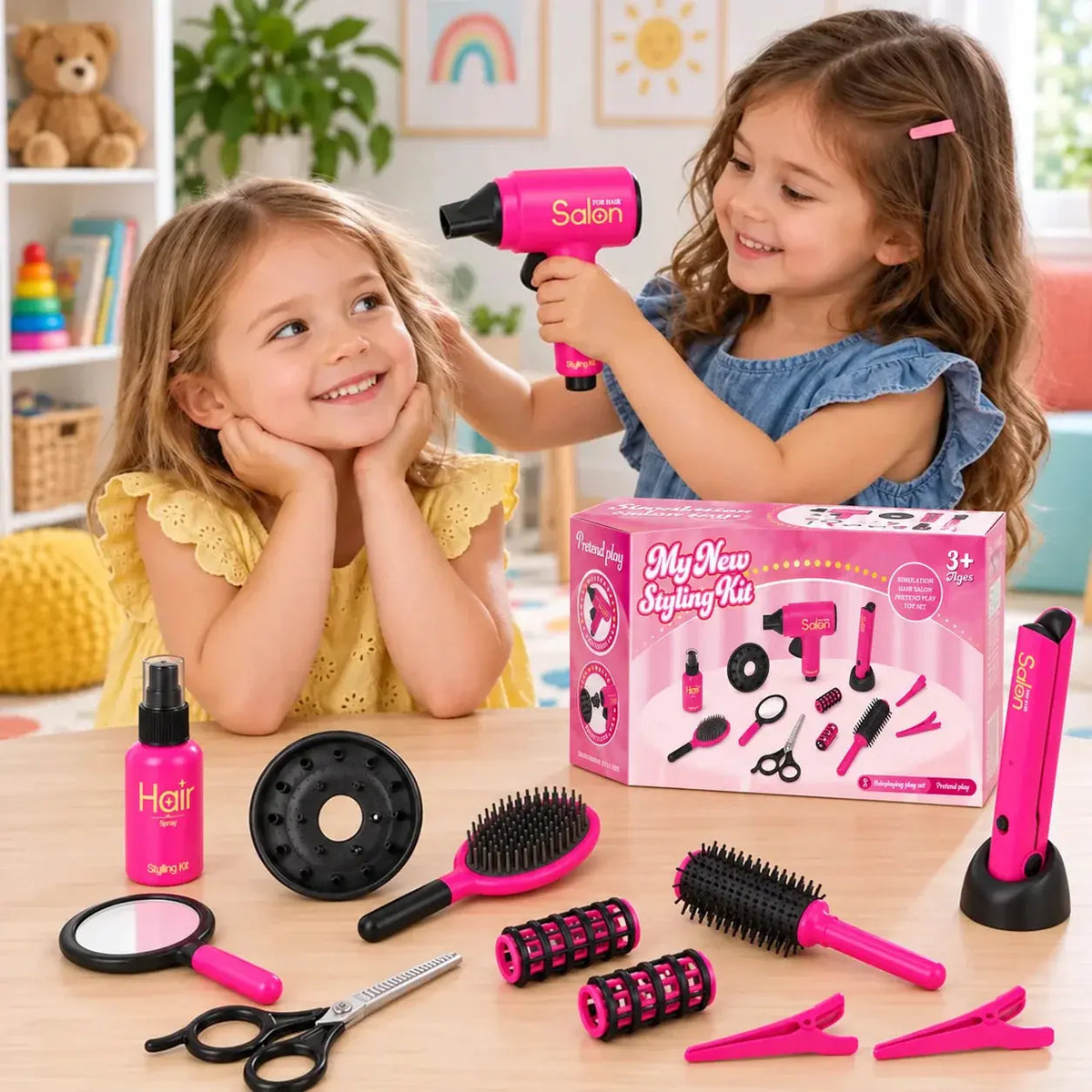 Jeu Coiffeur Enfant – Kit Salon de Beauté 14 Pièces