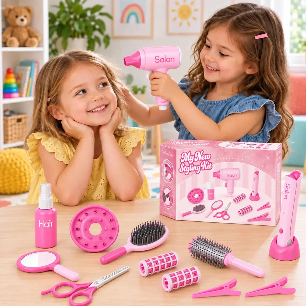 Jeu Coiffeur Enfant – Kit Salon de Beauté 14 Pièces