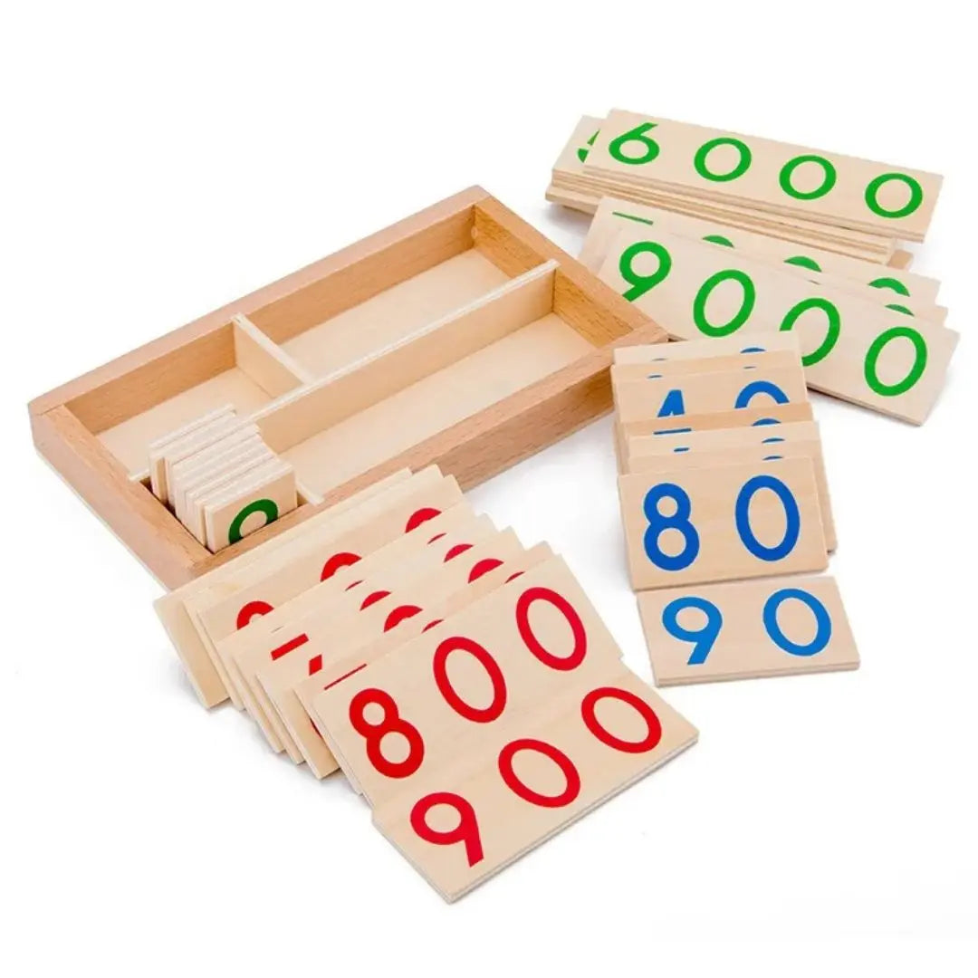 Jeu de cartes en bois Montessori 1-9000 - ChiffresEnBois