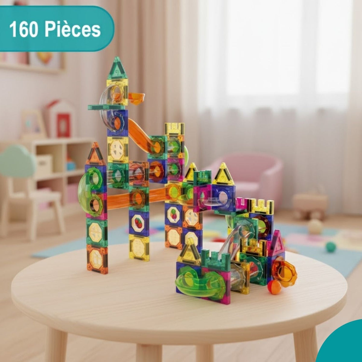 Jeu aimanté de construction avec Circuit à billes | Magnetrix
