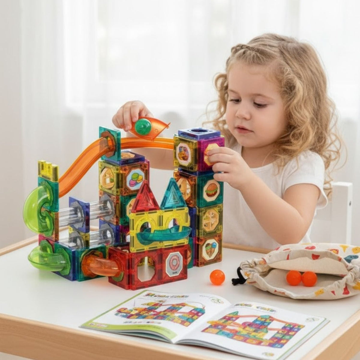Jeu aimanté de construction avec Circuit à billes | Magnetrix