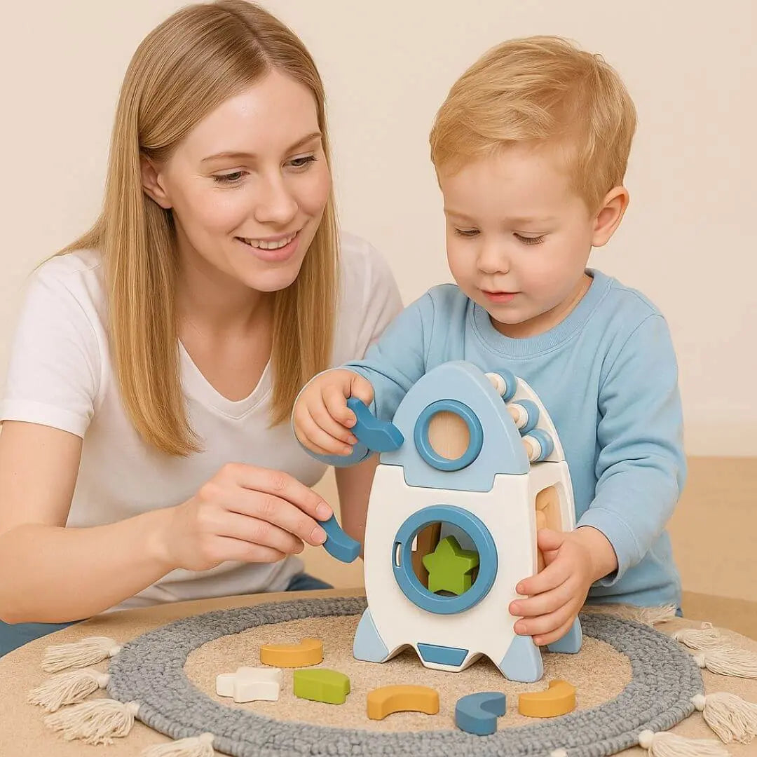 Jouet en Bois Fusée Montessori – Fusée Éveil