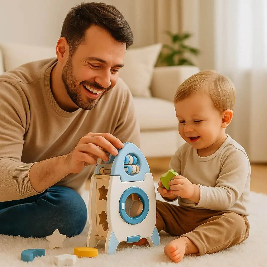 Jouet en Bois Fusée Montessori – Fusée Éveil