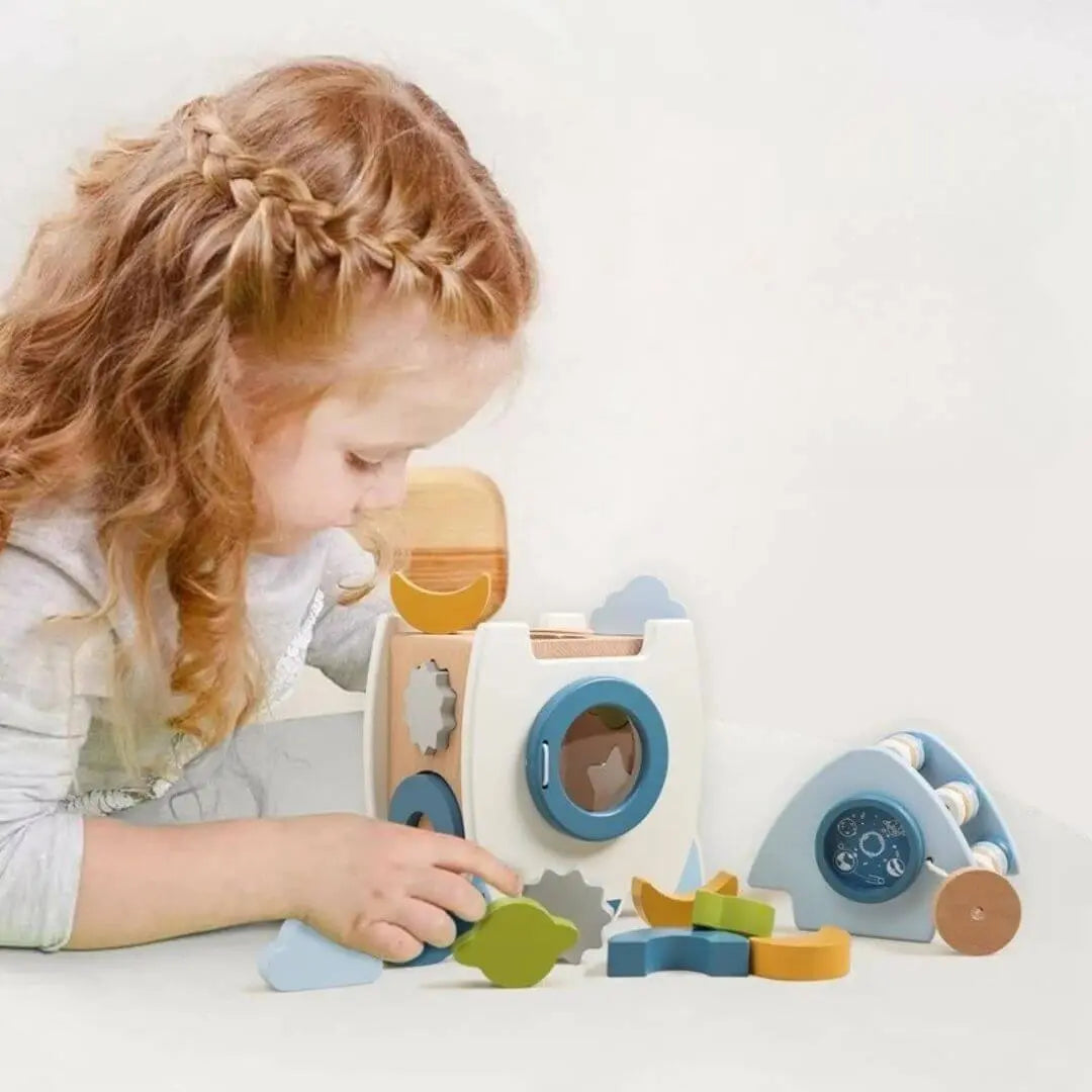 Jouet en Bois Fusée Montessori – Fusée Éveil