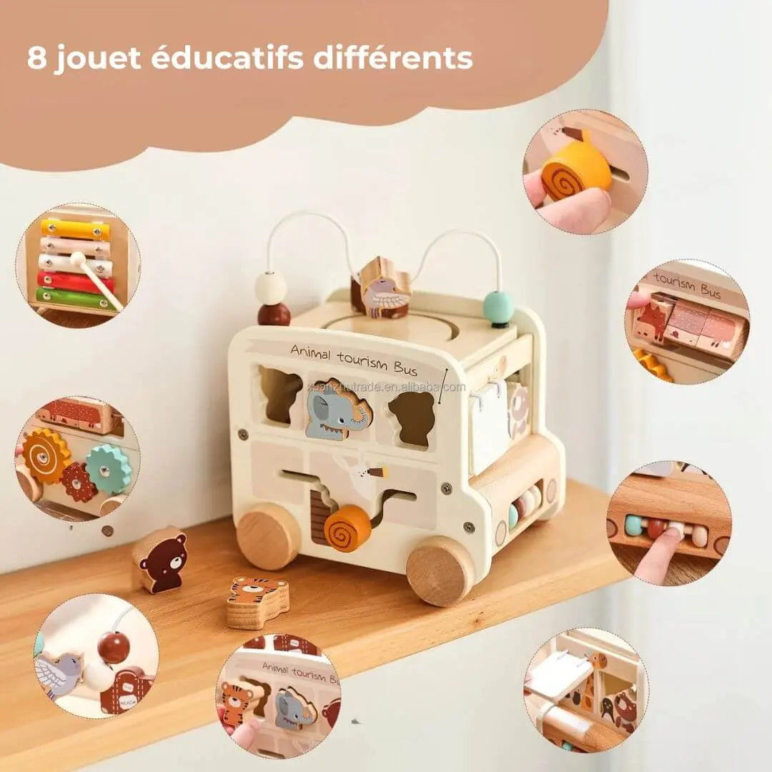 Jouet en bois Bus Montessori – AnimalBus