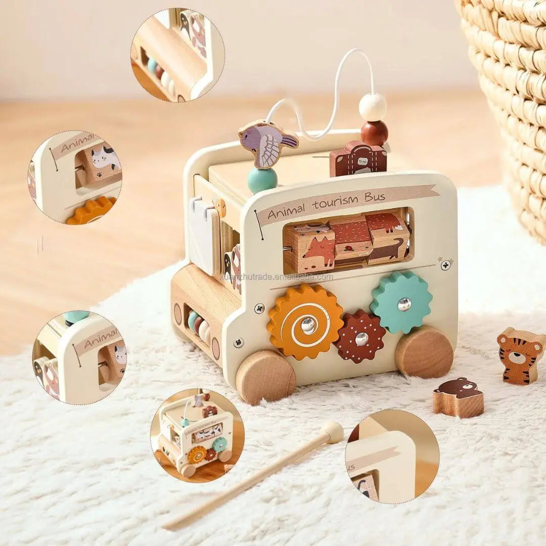 Jouet en bois Bus Montessori – AnimalBus