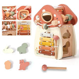 Jouet en bois – Cube d’activité Montessori Maison Champignon