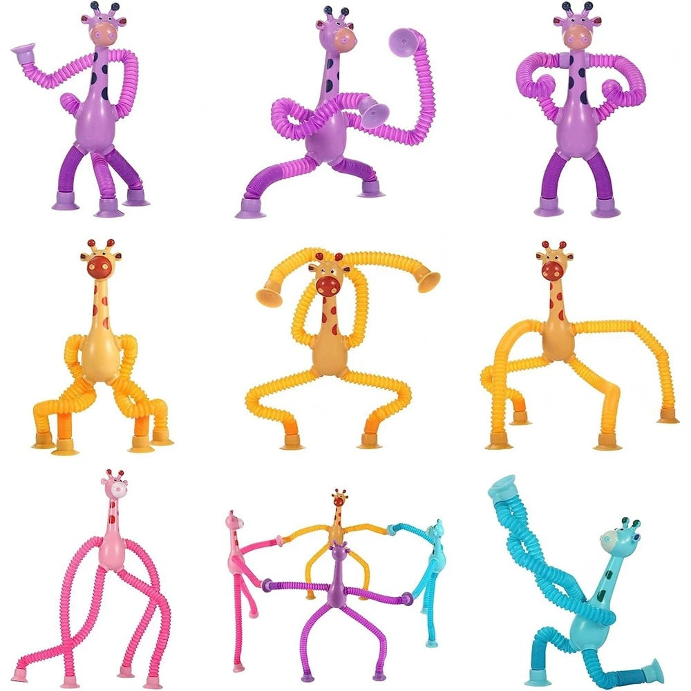 Lot de 4 Girafes à Ventouse Télescopique
