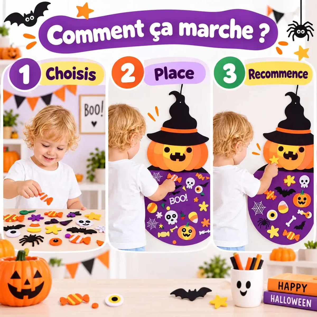 Kit DIY Halloween – Citrouille Sorcière en Feutre