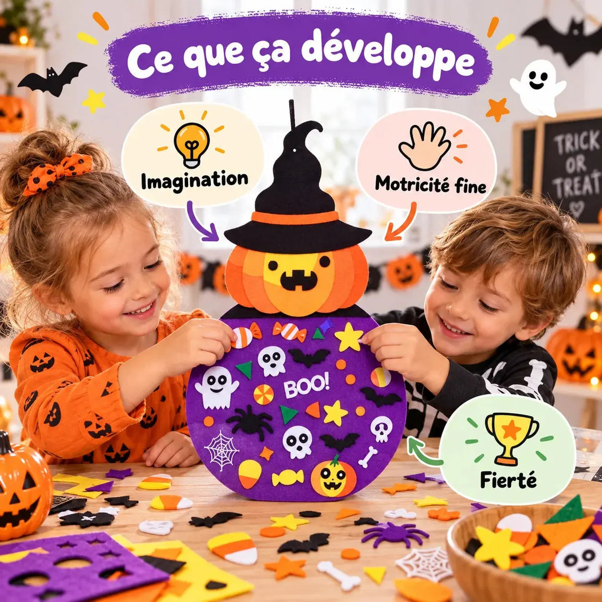 Kit DIY Halloween – Citrouille Sorcière en Feutre