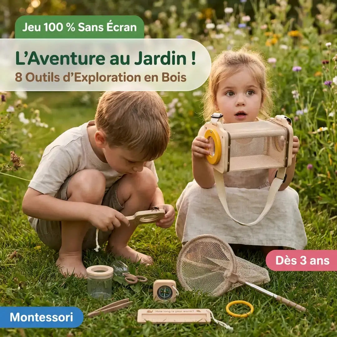 Kit Insectes Enfant en Bois – 8 Outils Montessori Nature