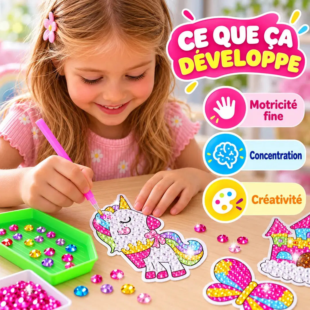 Kit Peinture Diamant Enfant – Stickers Princesses & Animaux à Décorer