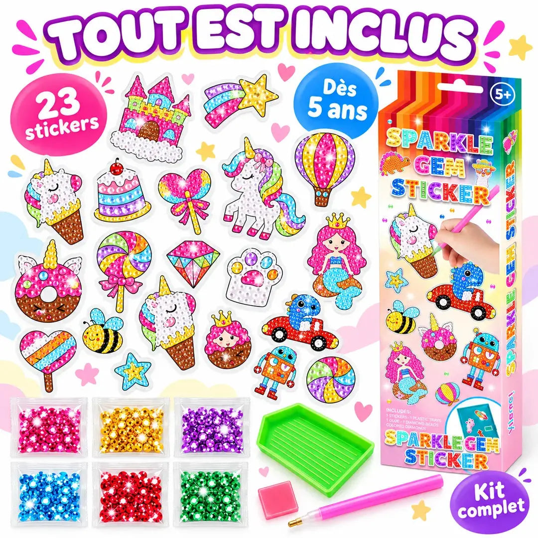 Kit Peinture Diamant Enfant – Stickers Princesses & Animaux à Décorer